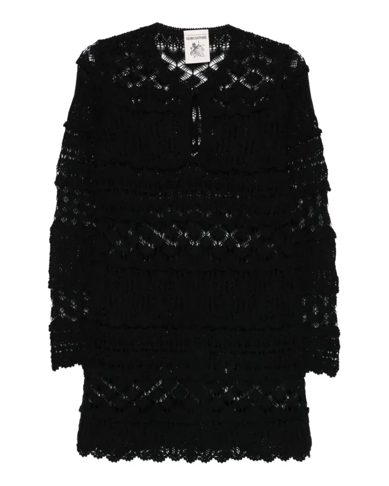 Semicouture Gestricktes Kleid mit Rüschen - Schwarz Schwarz