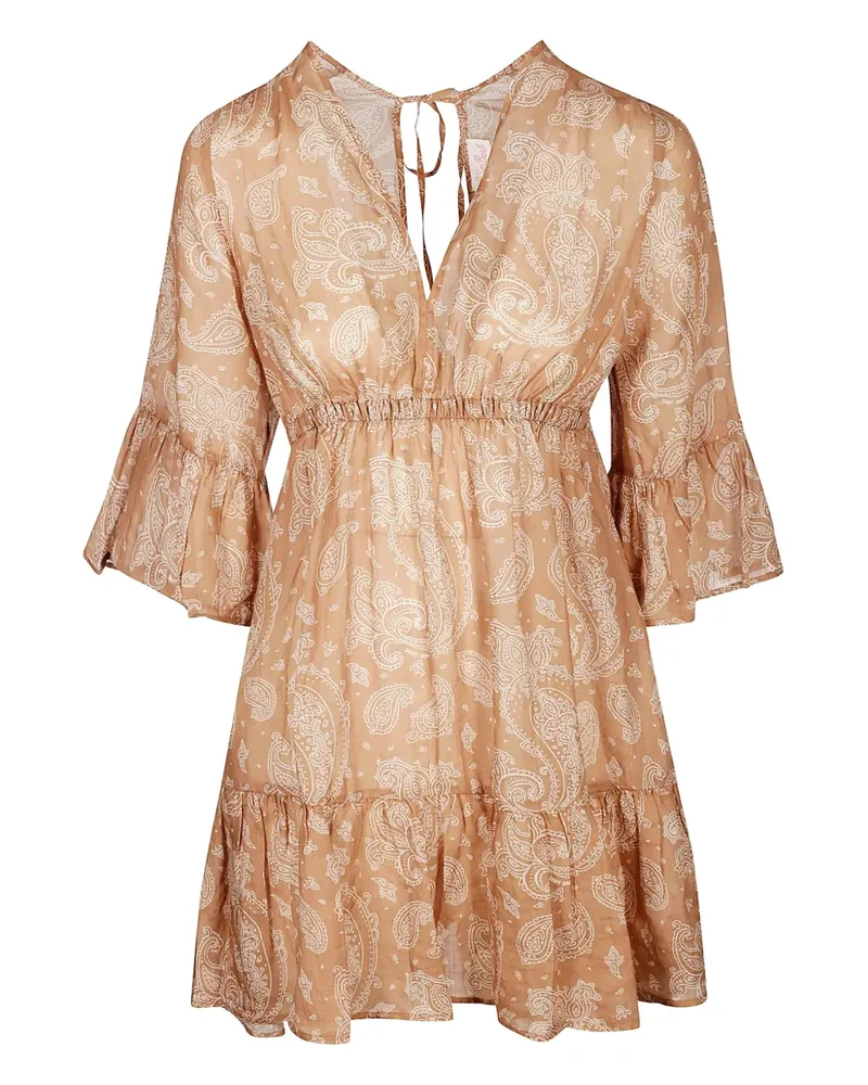 MC2 Saint Barth Gerüschtes Kleid mit Paisley-Print - Braun Braun