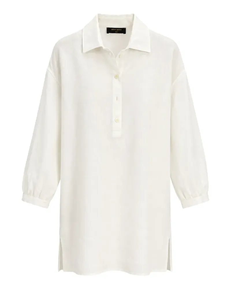 Gran Sasso Bianca Langarmshirt mit Knopfleiste - Weiß Weiß