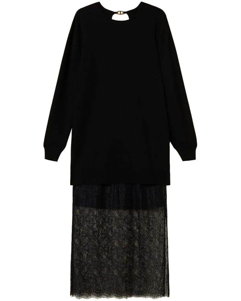 Twin-Set Kleid mit Spitzeneinsätzen - 00006 NERO 00006