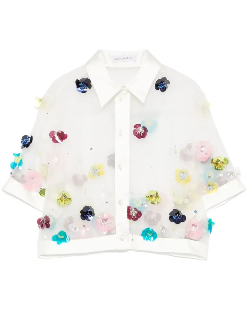 Viktor & Rolf Cropped-Sweatshirt mit Pailletten - Weiß Weiß