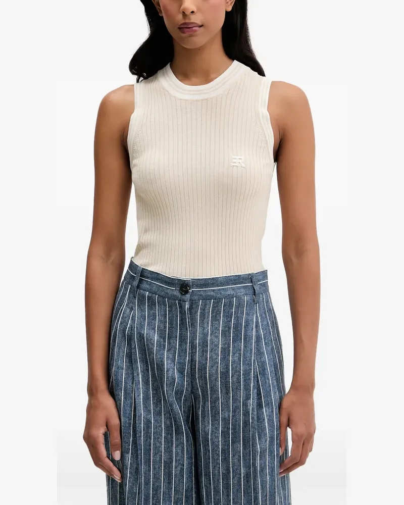 Ermanno Scervino ribbed-knit logo-patch top - Nude Nude