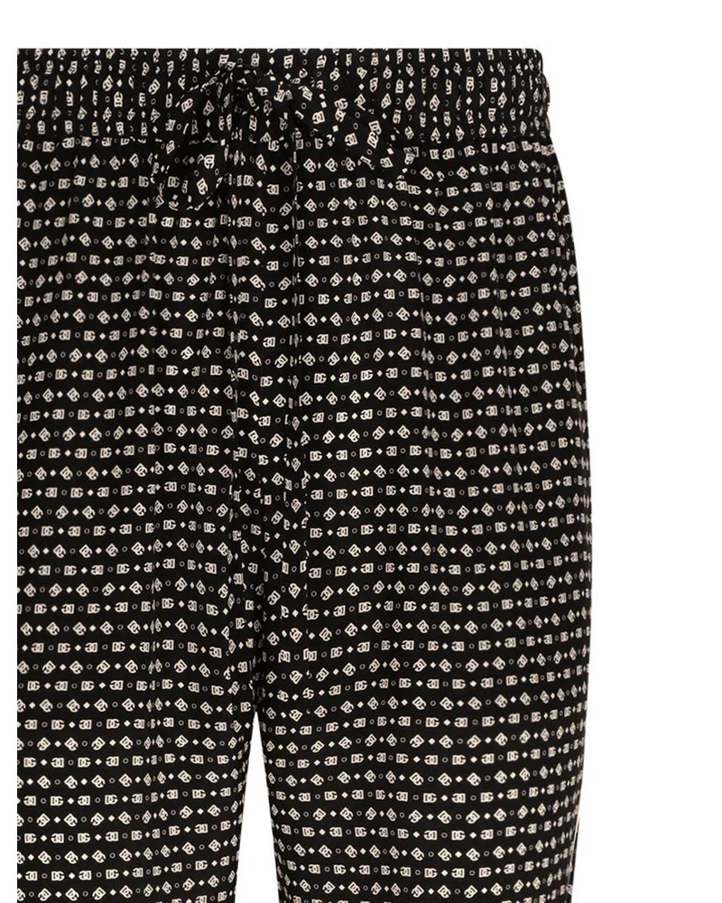Dolce & Gabbana Seidenhose mit Logo-Print - Schwarz Schwarz