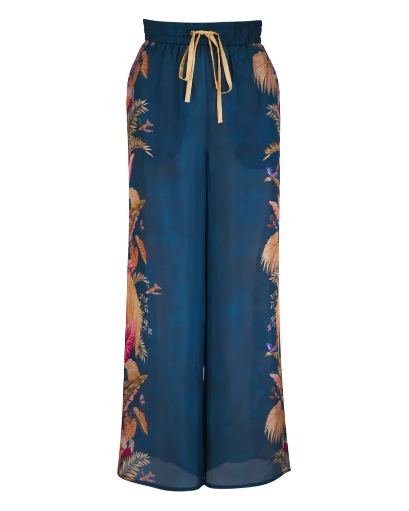 Zimmermann Hose mit Blumenmuster - Blau Blau