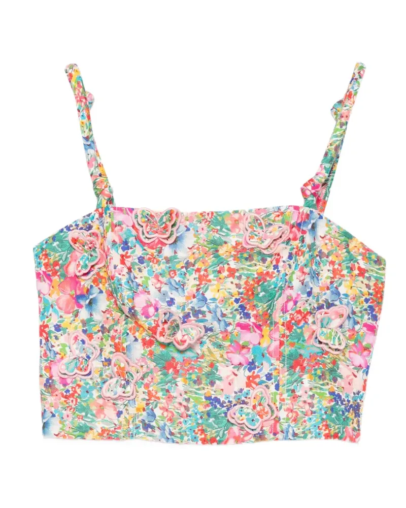 FARM Rio butterfly-appliquéd crop top - Grün Grün