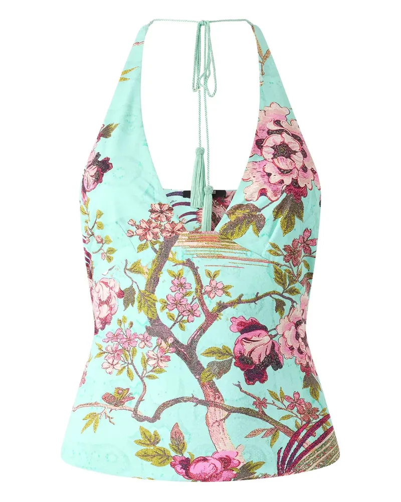 Roberto Cavalli Top mit Blumen-Print - Grün Grün