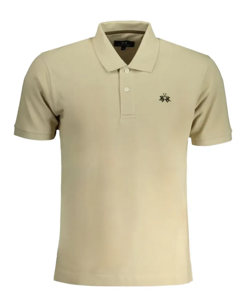 La Martina logo-embroidered cotton polo shirt - Nude Nude