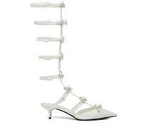 Kitten-Heel-Pumps mit Schleifendetail 55mm - Weiß