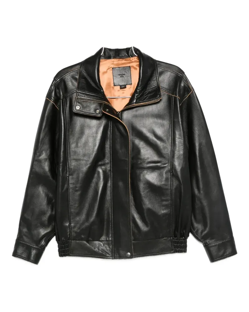 Calvin Klein leather zip-fastening jacket - Schwarz Schwarz