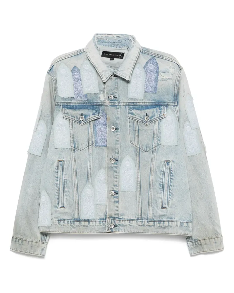 WHO DECIDES WAR Patched Arched Jeansjacke - Blau Blau