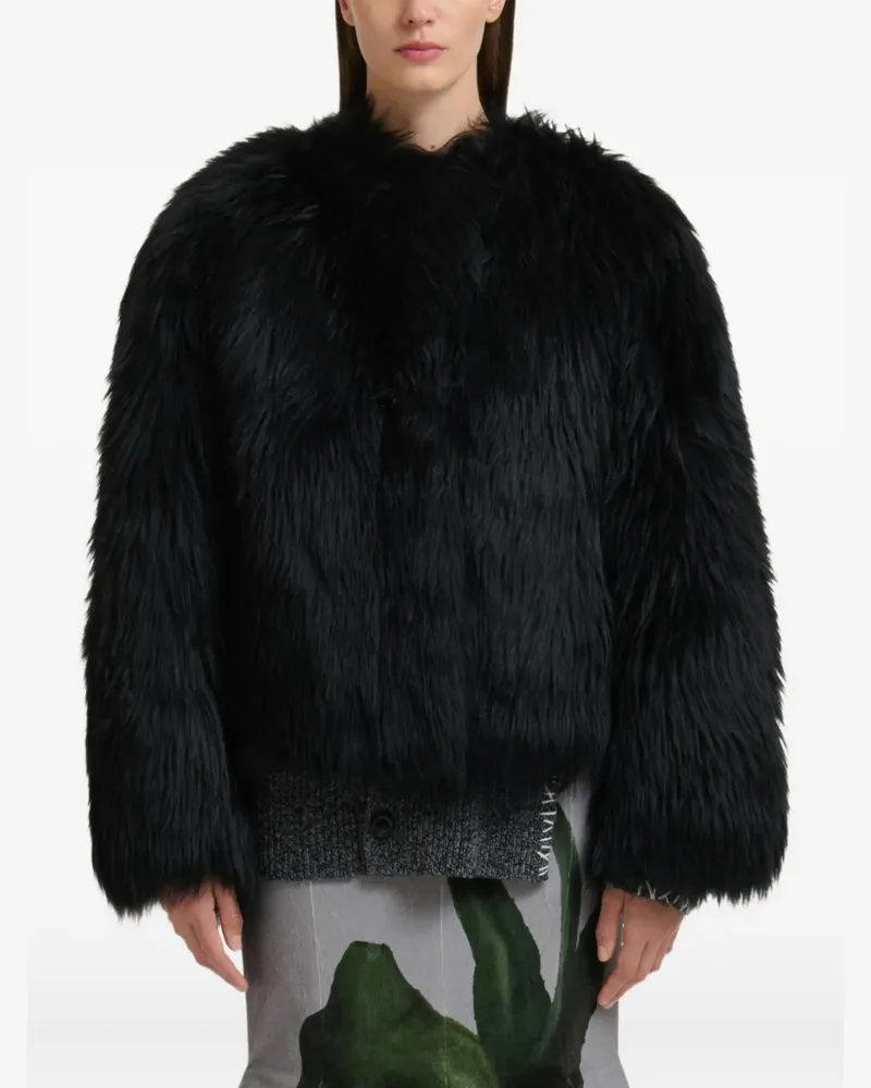 Marni shearling fluffy jacket - Schwarz Schwarz