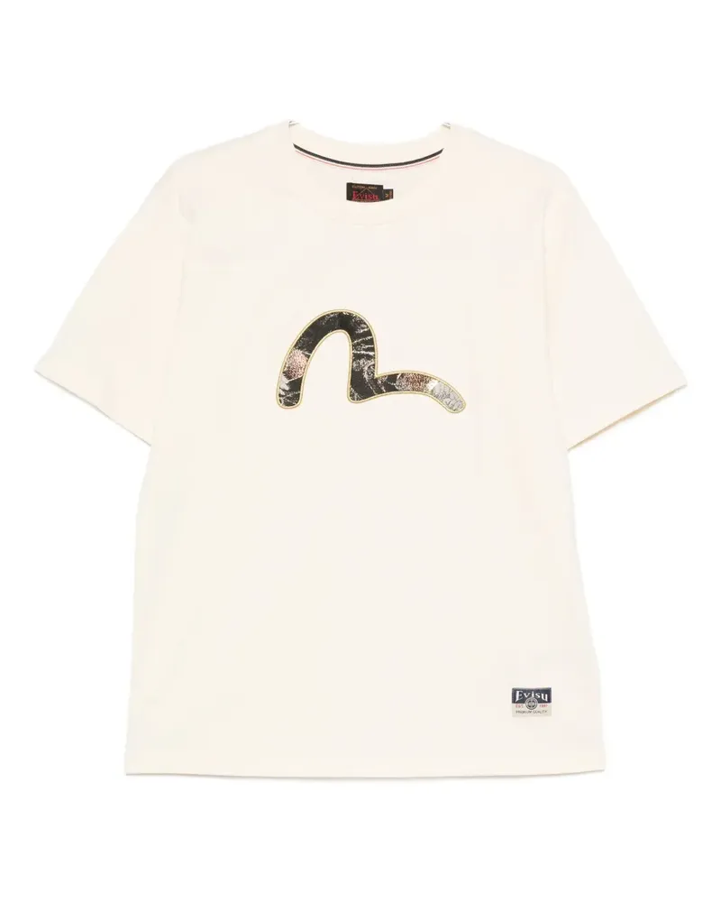 Evisu Seagull Brokat-T-Shirt - Nude Nude