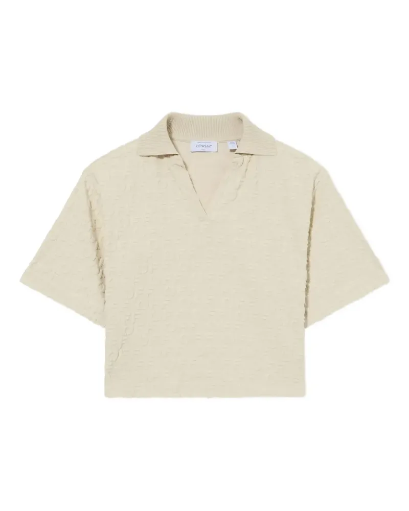 OFF-WHITE logo-pattern cropped T-shirt - Nude Nude