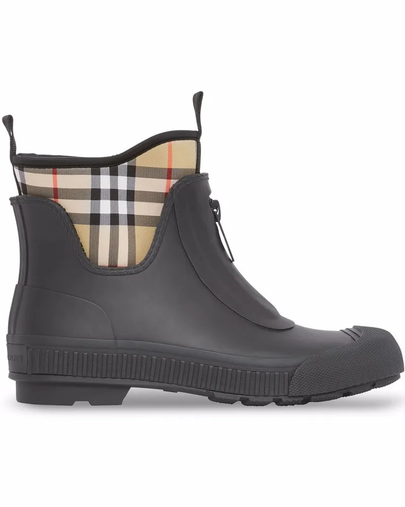 Burberry Regenstiefel mit kariertem Einsatz Schwarz