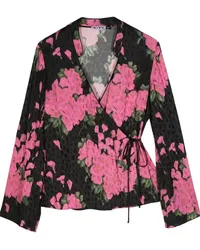 RIXO Top mit Blumen-Print Schwarz