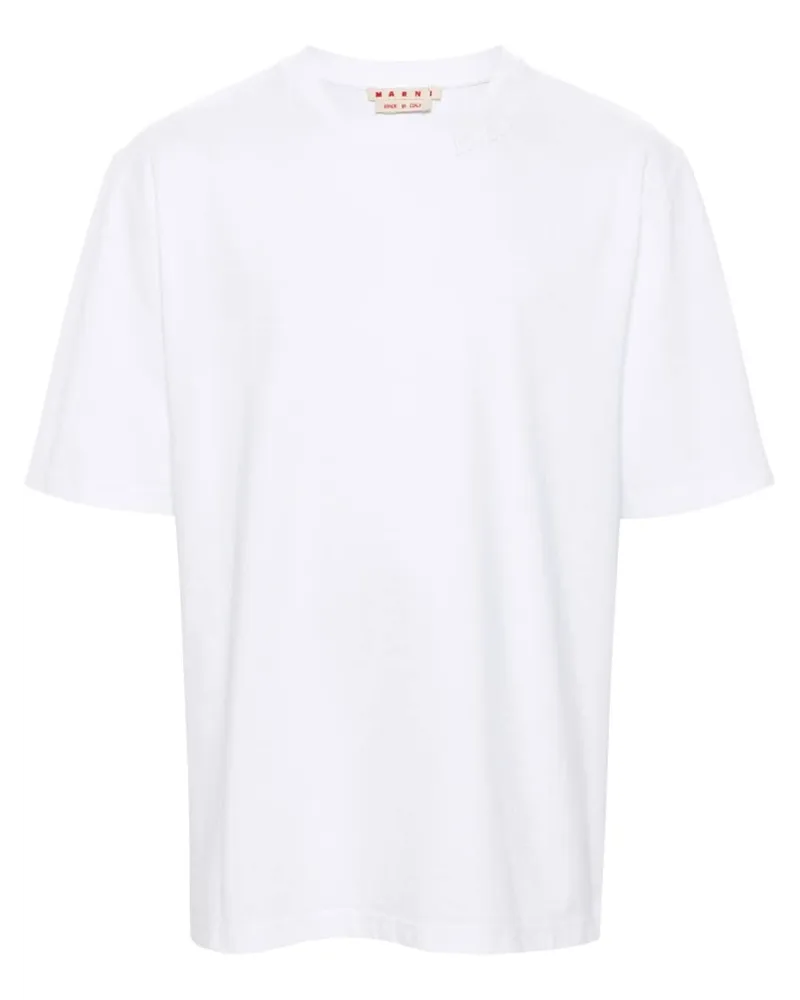 Marni T-Shirt mit Logo-Patch - Weiß Weiß