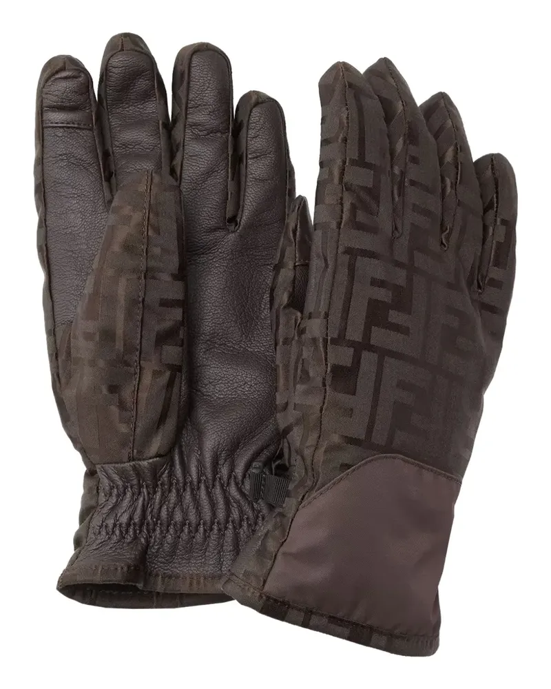 Fendi logo-pattern gloves - Braun Braun