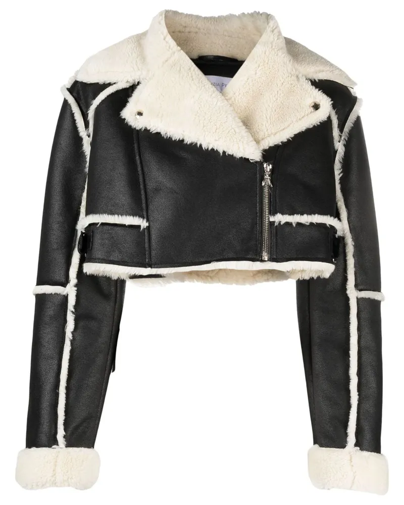 Patrizia Pepe Cropped-Jacke mit Shearling Schwarz