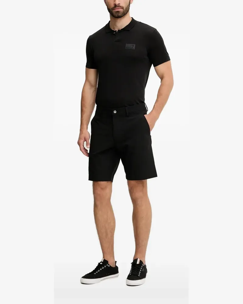 EA7 Poloshirt mit Logo-Schild - Schwarz Schwarz