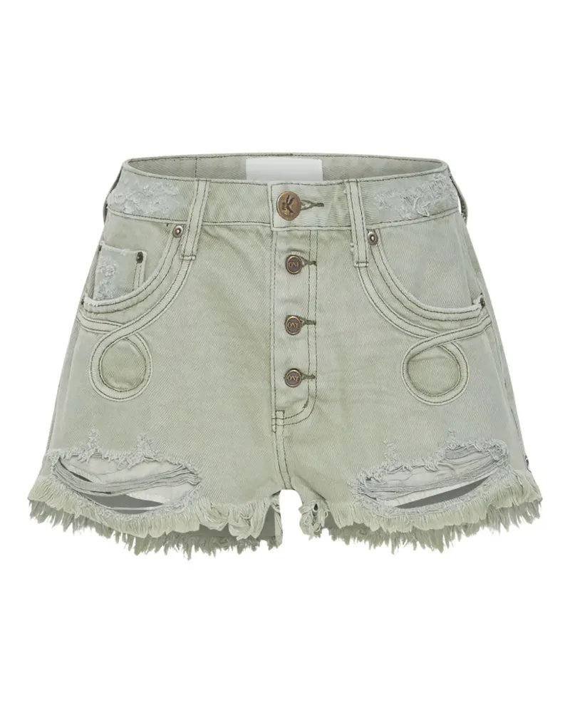 One Teaspoon Le Wolves Le Loop buttoned frayed shorts - Grün Grün
