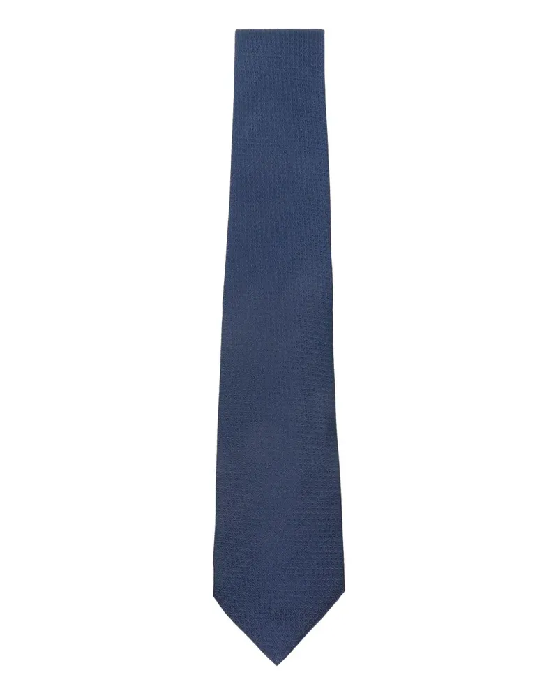 Kiton textured silk tie - Blau Blau
