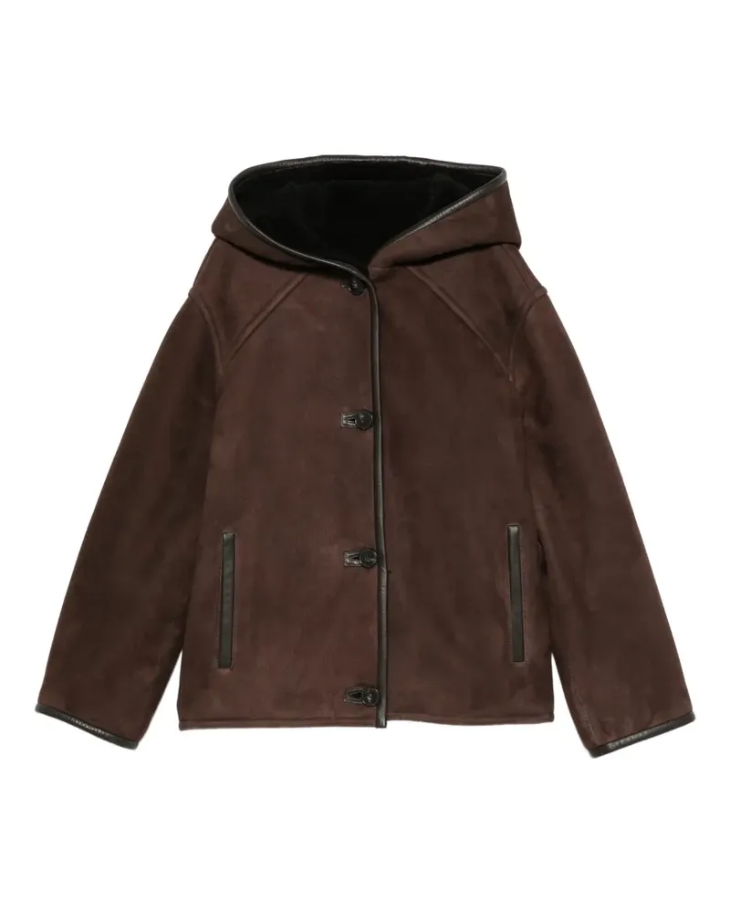 Yves Salomon Kapuzenjacke mit Knöpfen - Braun Braun
