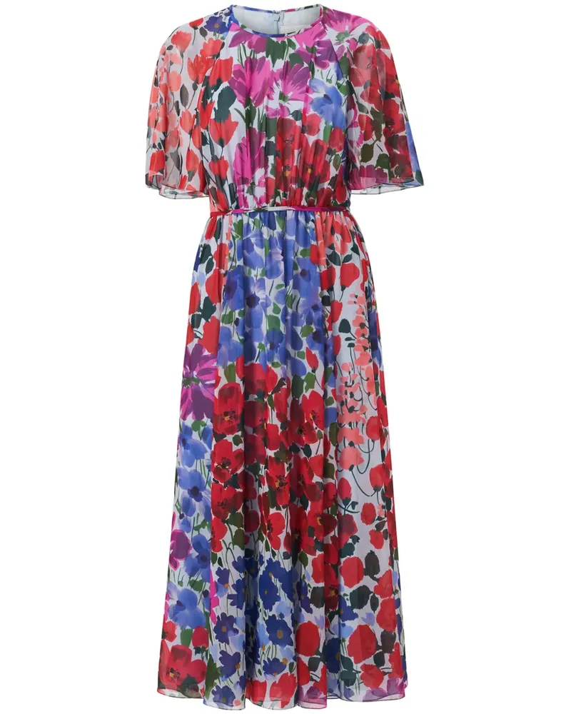 Carolina Herrera New York Gerafftes Midikleid mit Jardin-Print - Rot Rot