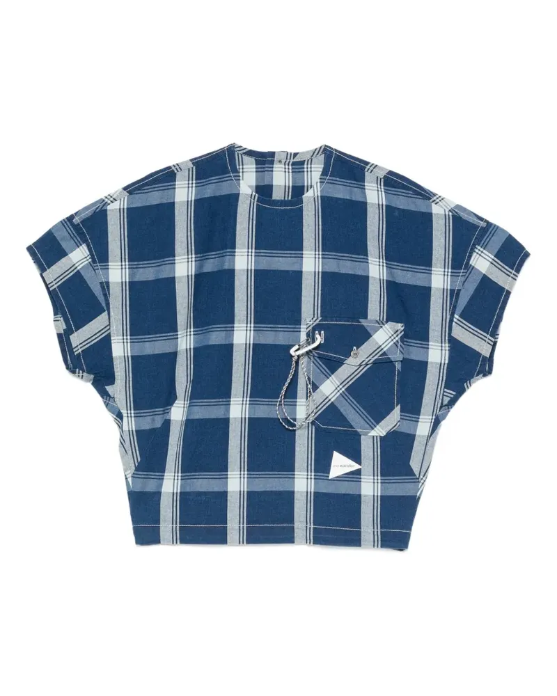 and wander check-print back-button blouse - Blau Blau