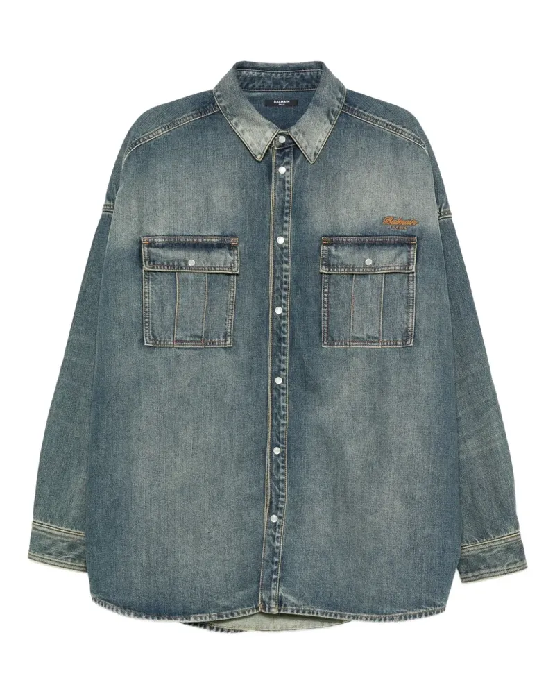 Balmain Kastiges Hemd - Blau Blau