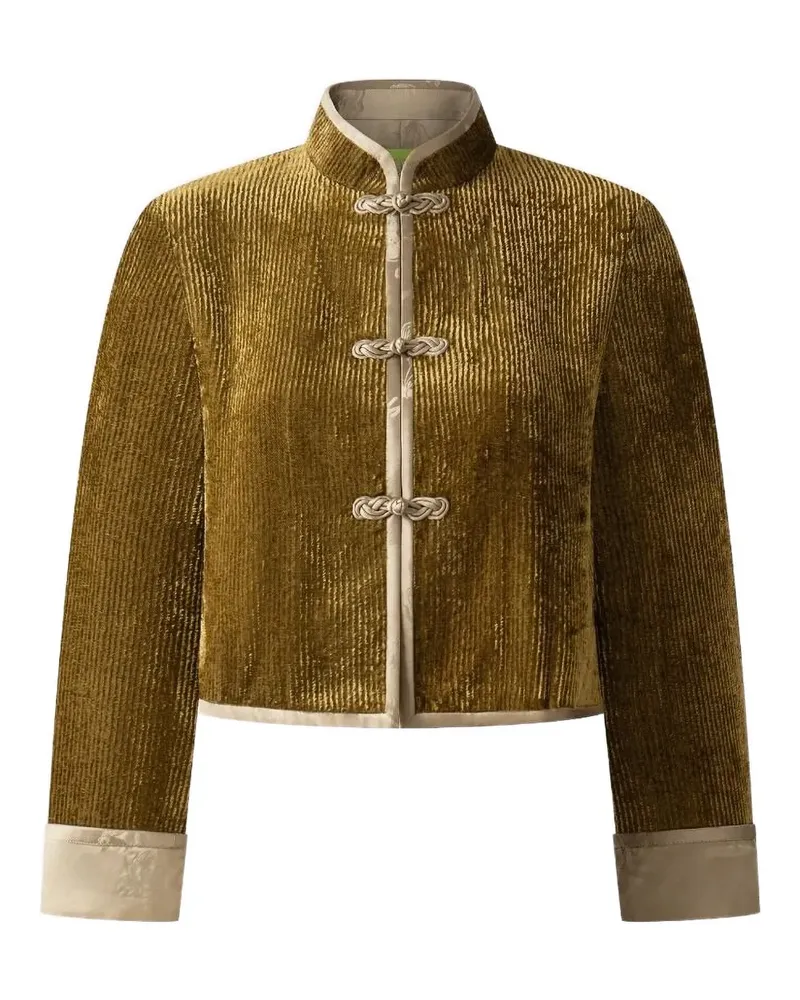 Shanghai Tang Gerippte Samtjacke mit Mandarinkragen - Braun Braun