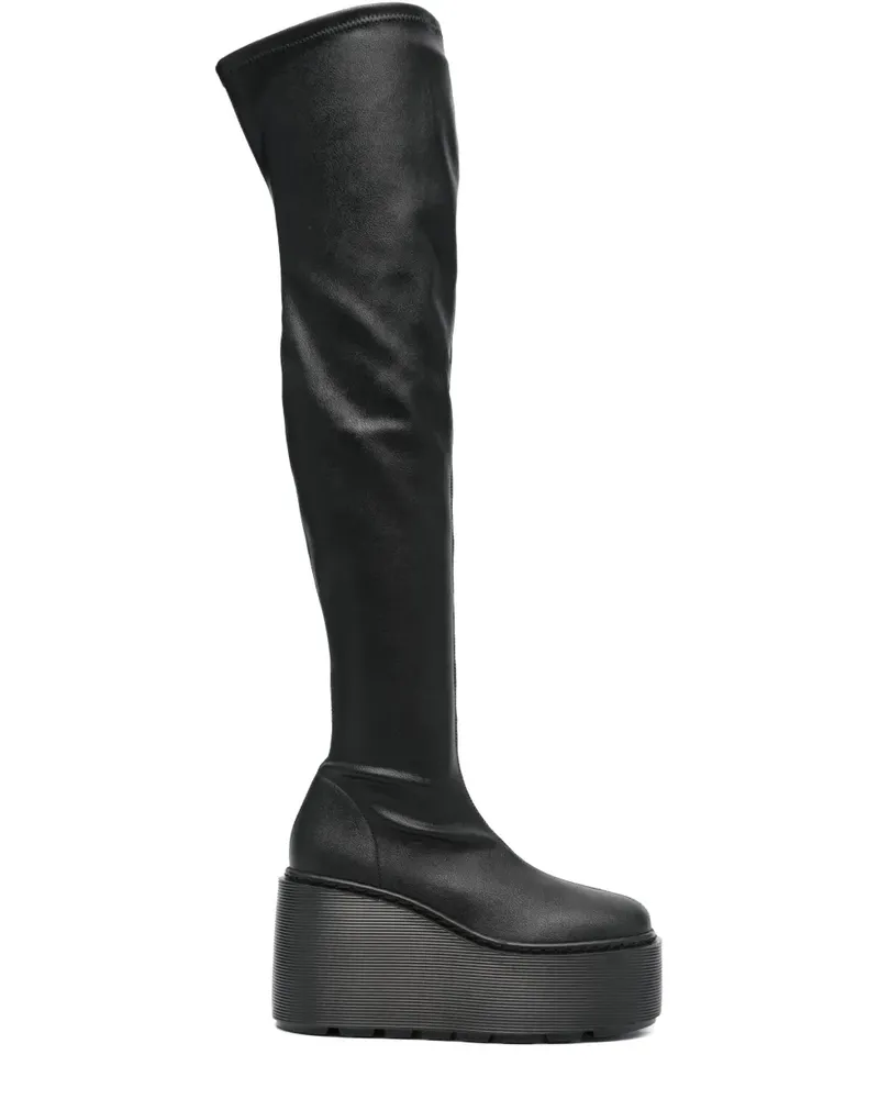 Vic Matié Plateau-Stiefel aus Kalbsleder 100mm - Schwarz Schwarz
