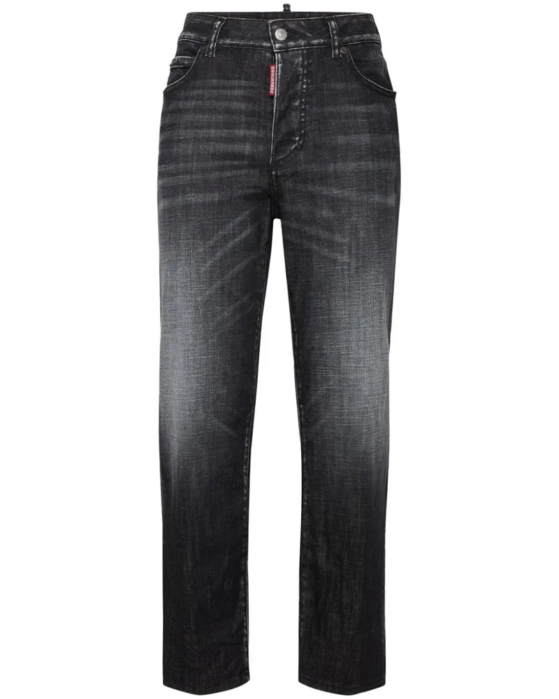 Dsquared2 Ausgeblichene Straight-Leg-Jeans - Schwarz Schwarz