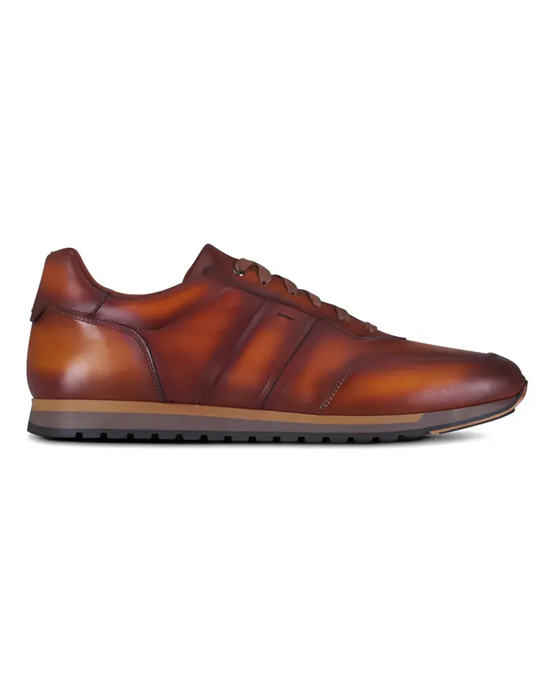 Magnanni Brown paneled leather sneakers - Braun Braun