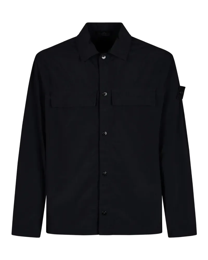 Stone Island logo-patch long-sleeve shirt - Schwarz Schwarz