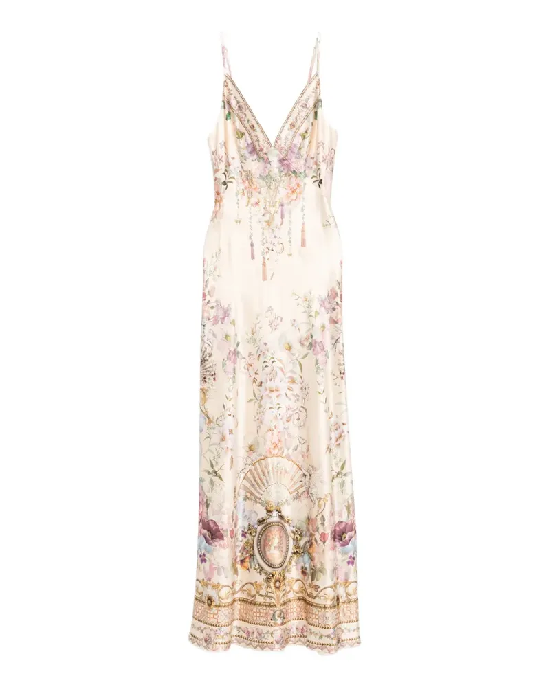 Camilla Adorned In Aranjuez floral-print crystal-embellished maxi dress - Nude Nude