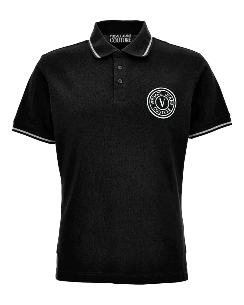 Versace Jeans Poloshirt mit Logo-Stickerei - Schwarz Schwarz
