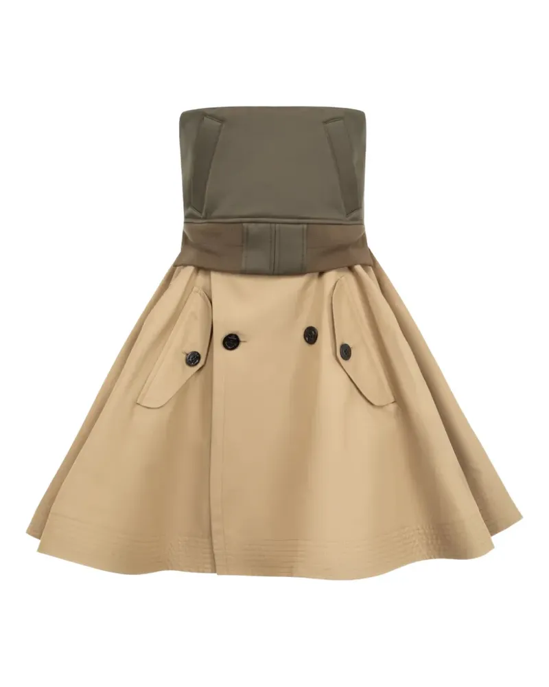 Sacai strapless panelled mini dress - Nude Nude