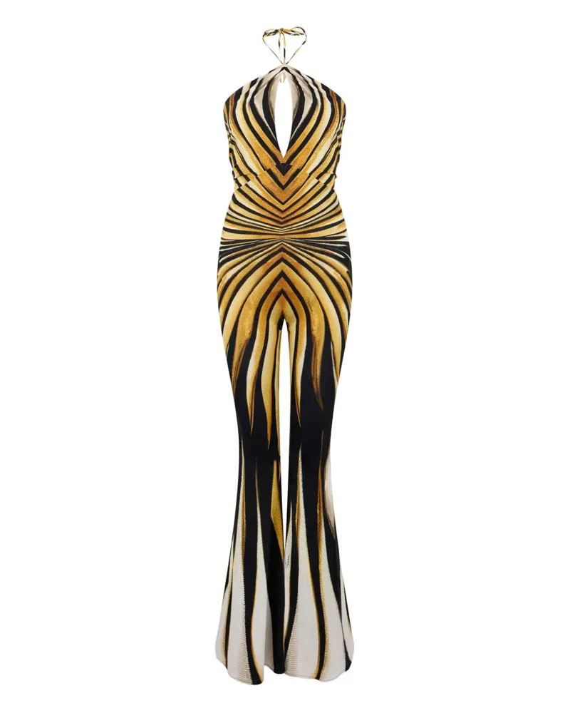 Roberto Cavalli Ausgestellter Neckholder-Jumpsuit - Gelb Gelb
