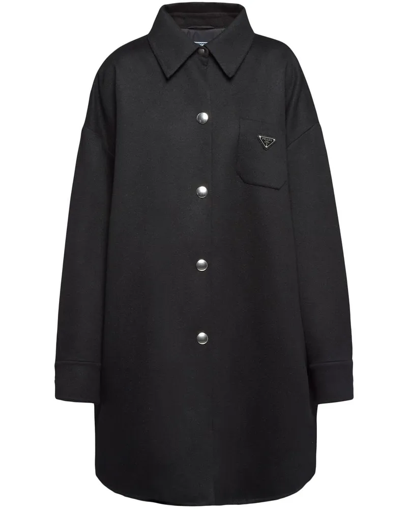 Prada Mantel mit Logo-Schild - Schwarz Schwarz