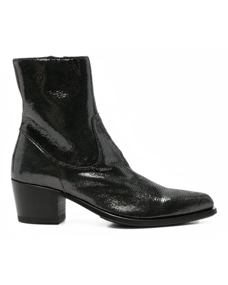 Pantanetti lizard-effect leather ankle boots - Schwarz Schwarz
