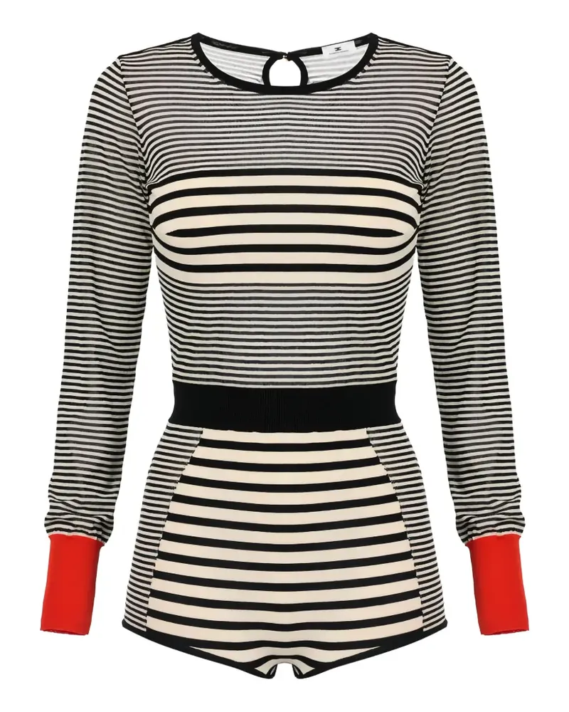 Elisabetta Franchi striped-knit long-sleeve all in one - Nude Nude