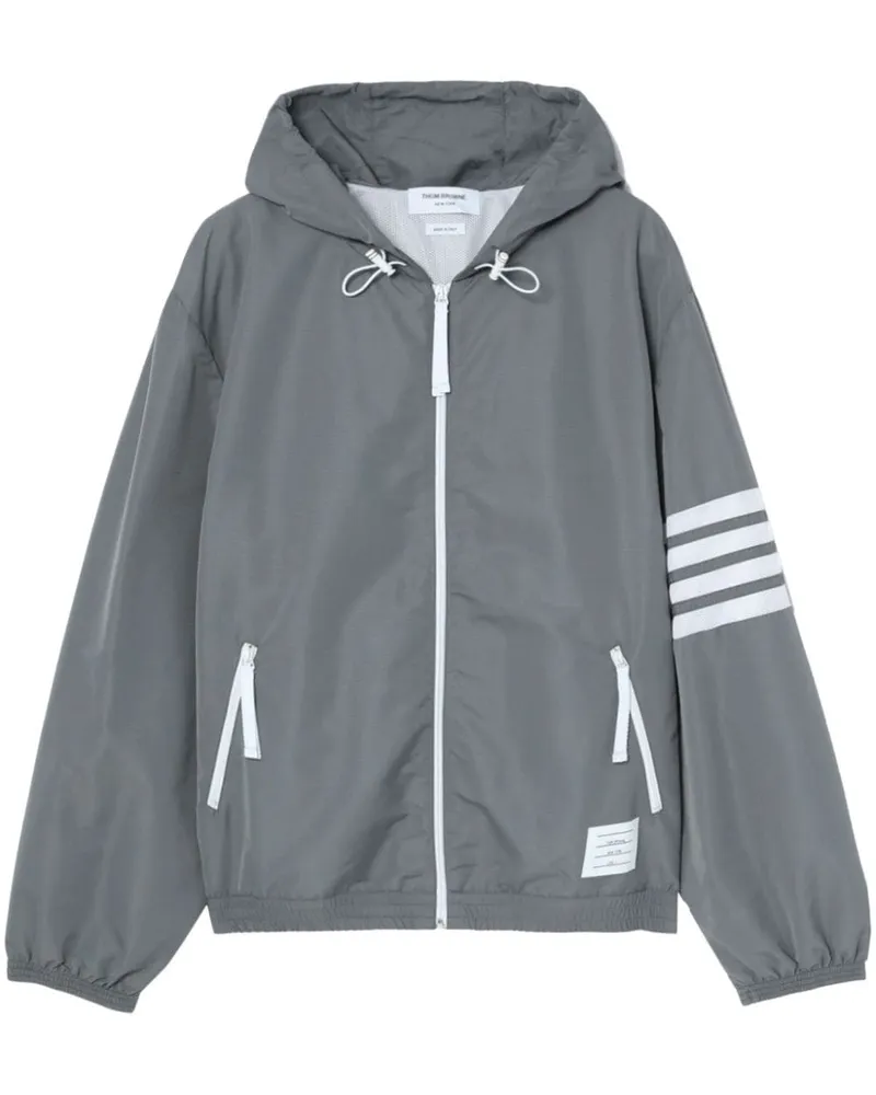 Thom Browne Kapuzenjacke mit Logo-Streifen Grau