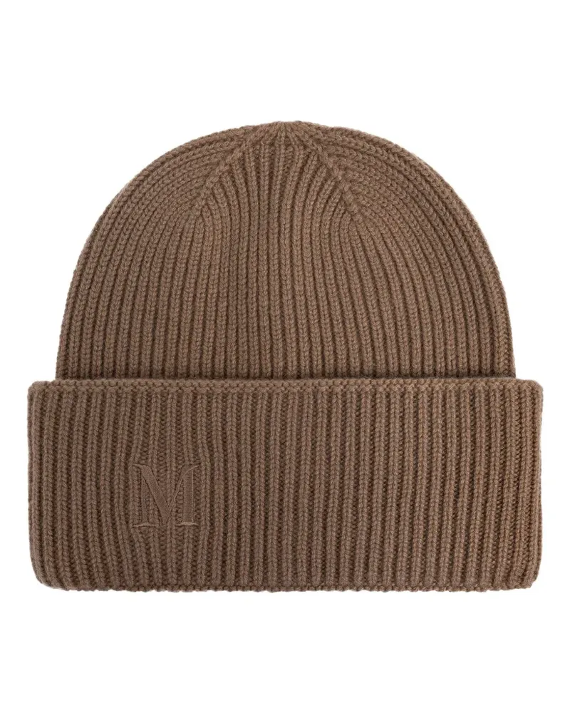 Max Mara Gerippte Mertina Beanie mit Initialen - Braun Braun