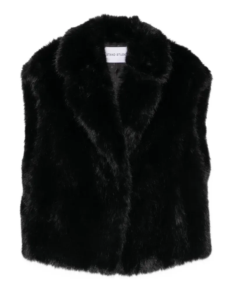 STAND Kinley Jacke aus Faux Fur mit Schalkragen - Schwarz Schwarz