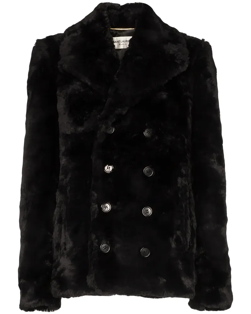 Saint Laurent Jacke aus Faux-Fur - Schwarz Schwarz