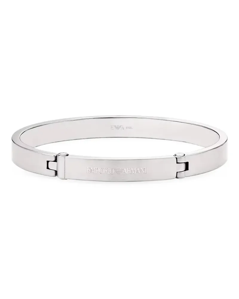 Emporio Armani logo-engraved bracelet - Silber Silber