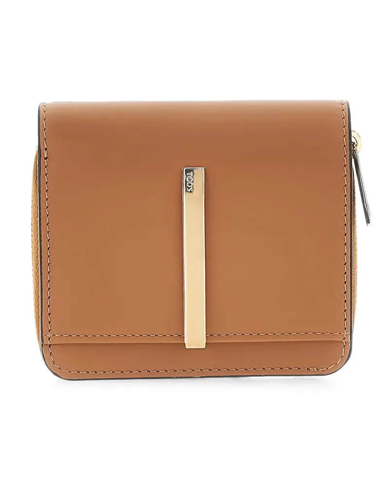 TOD'S logo-plaque leather wallet - Braun Braun