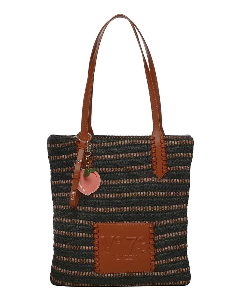V°73 Gestreifte Schultertasche mit Henkel - Schwarz Schwarz