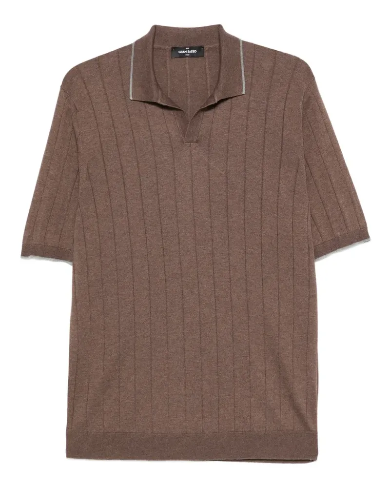 Gran Sasso Geripptes T-Shirt mit Poloshirtkragen - Braun Braun