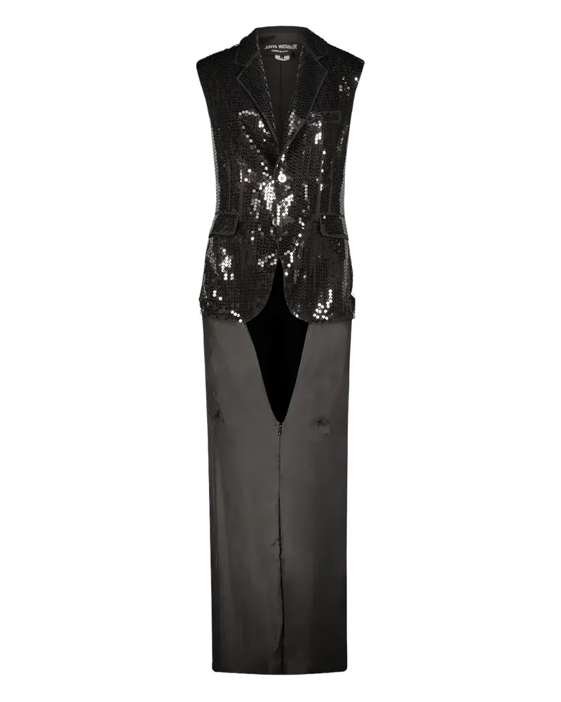 Junya Watanabe Ärmelloses Paillettenkleid - Schwarz Schwarz
